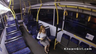 Busty hairy cunt amateur banged in a bus