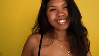 Petite Asian slut Malaysia Blue sucking and fucking big black cock