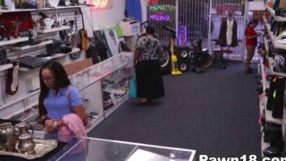 Amateur Giving Blowjob at the Pawnshop