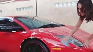 Washing Lambo then sucking big black cock