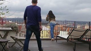 Couple fucking in apartment with balcony